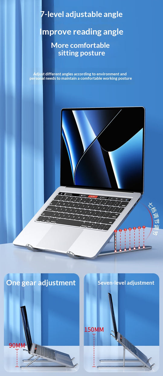 New Laptop Stand With Adjustable And Foldable Height, Aluminum Alloy Bracket With Cooling Fan