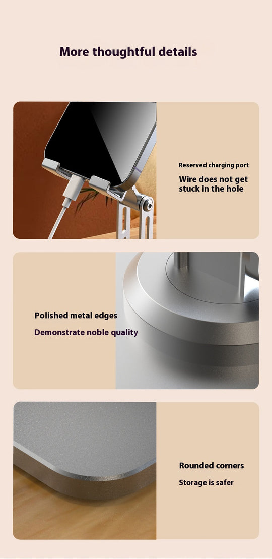 360-Degree Rotating Aluminum Phone Stand - Foldable Desktop Holder for Smartphones & Tablets