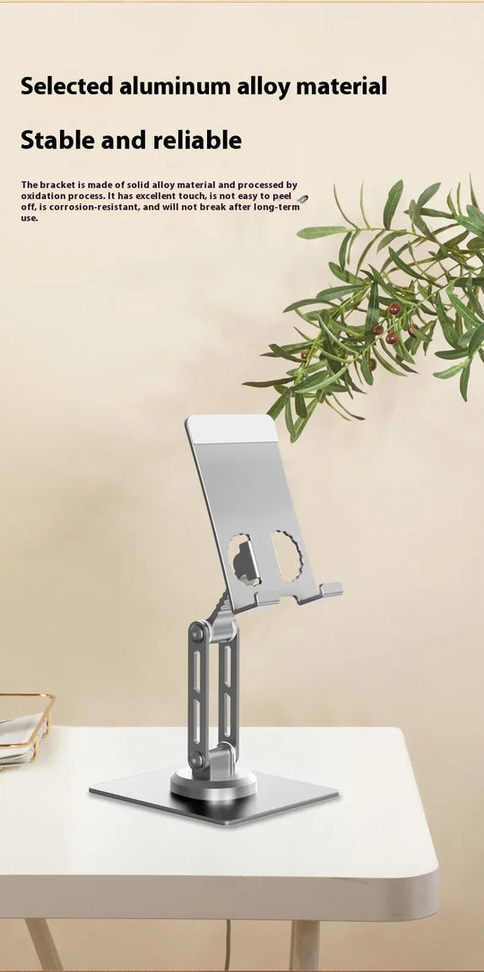 360-Degree Rotating Aluminum Phone Stand - Foldable Desktop Holder for Smartphones & Tablets
