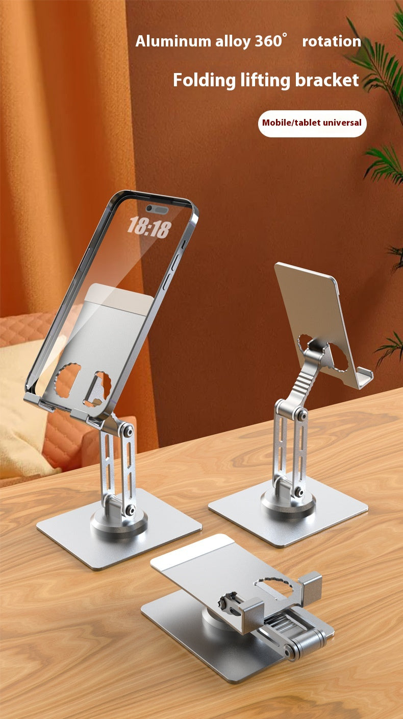 360-Degree Rotating Aluminum Phone Stand - Foldable Desktop Holder for Smartphones & Tablets