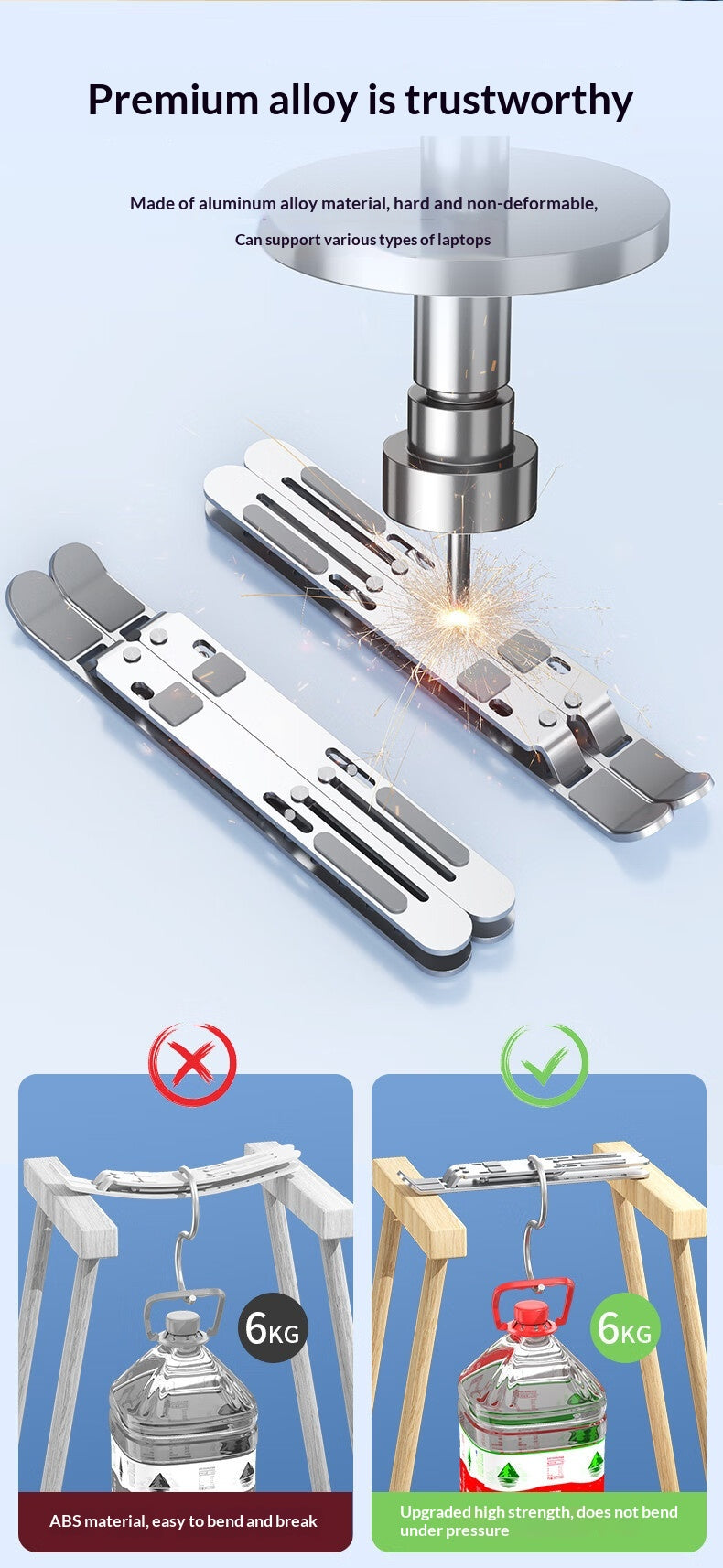 New Laptop Stand With Adjustable And Foldable Height, Aluminum Alloy Bracket With Cooling Fan