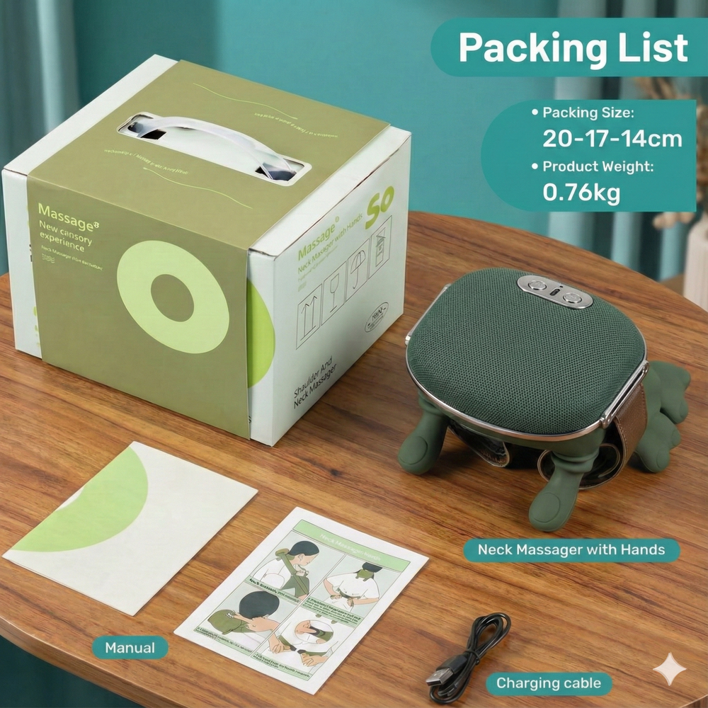 4D Shiatsu Neck and Shoulder Massager with Heat - Cordless Hands-Free Design