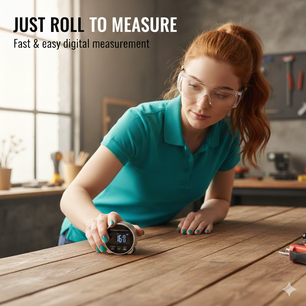 Smart Digital Electronic Ruler - Rolling Tape Measure for Curves, Irregular Surfaces & Straight Lines with LCD Display