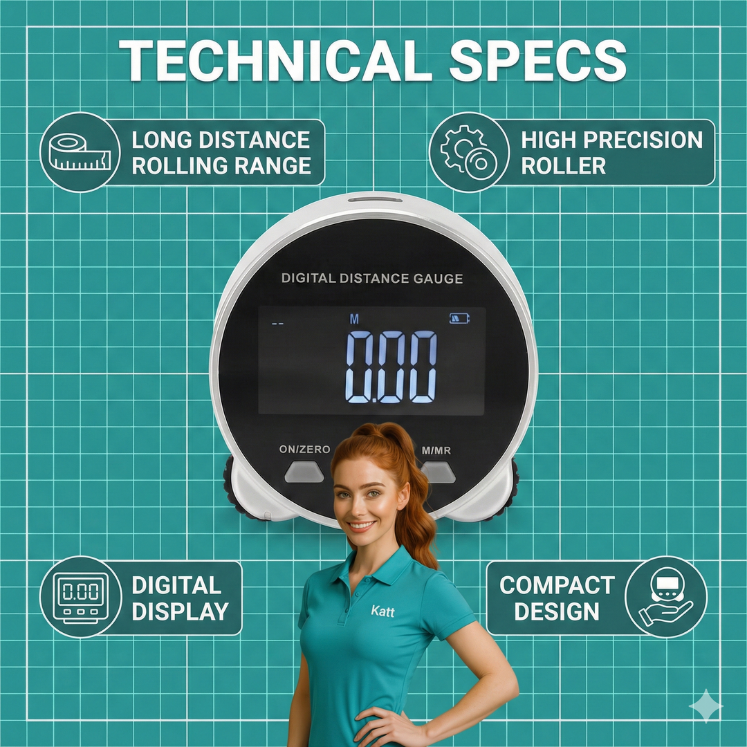 Smart Digital Electronic Ruler - Rolling Tape Measure for Curves, Irregular Surfaces & Straight Lines with LCD Display