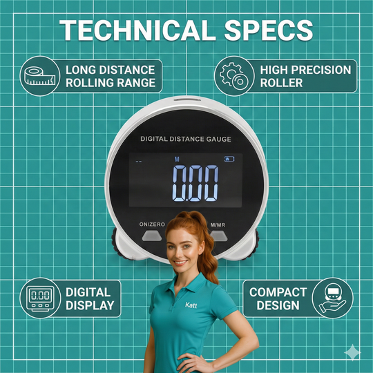 Smart Digital Electronic Ruler - Rolling Tape Measure for Curves, Irregular Surfaces & Straight Lines with LCD Display
