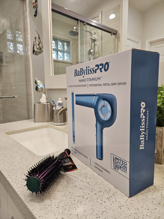 BaBylissPRO Nano Titanium Hair Dryer + 1” Flat Iron Combo – 100% Original – FREE Brush – Limited Stock!