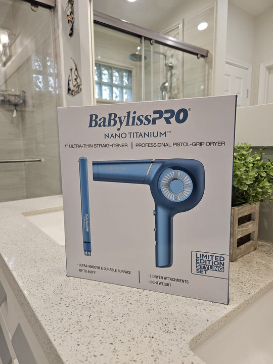 BaBylissPRO Nano Titanium Hair Dryer + 1” Flat Iron Combo – 100% Original – FREE Brush – Limited Stock!