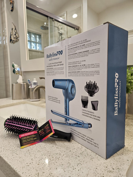 BaBylissPRO Nano Titanium Hair Dryer + 1” Flat Iron Combo – 100% Original – FREE Brush – Limited Stock!