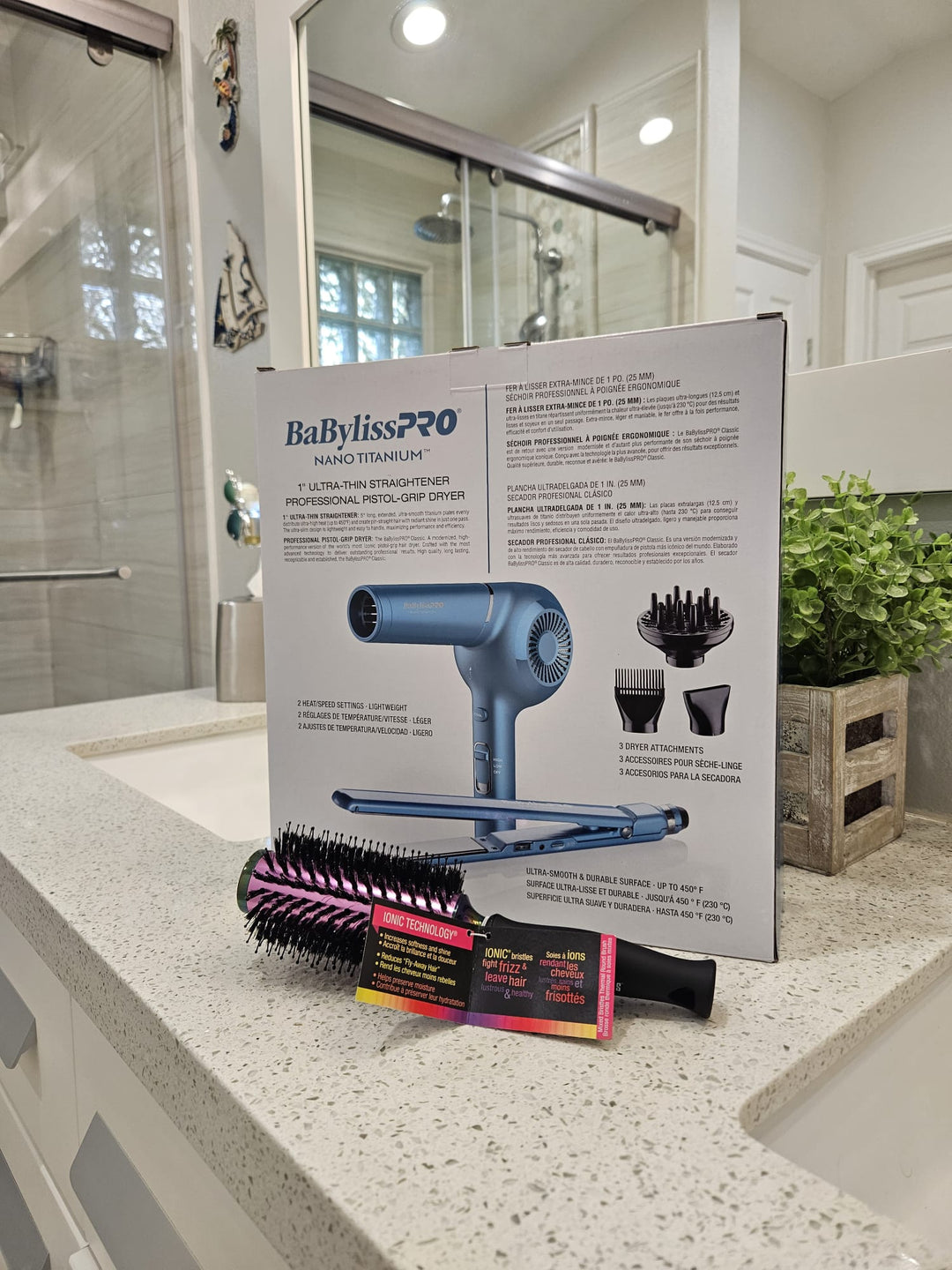 BaBylissPRO Nano Titanium Hair Dryer + 1” Flat Iron Combo – 100% Original – FREE Brush – Limited Stock!