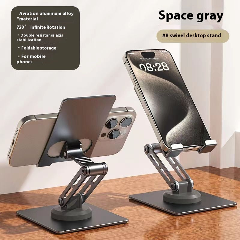 360-Degree Rotating Aluminum Phone Stand - Foldable Desktop Holder for Smartphones & Tablets